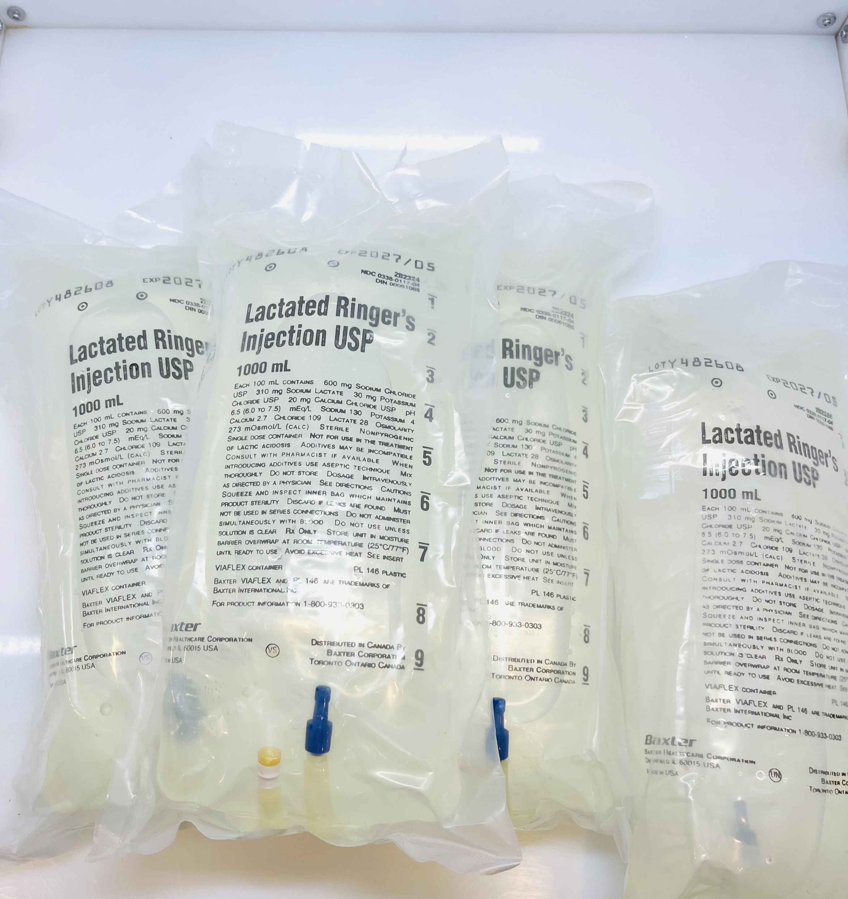 Medical-grade Lactated Ringer's IV hydration bags